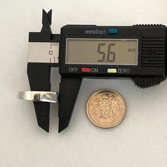 Sterling Silver 925 Horizontal Emerald Cut Blue Topaz Wide Band Ring Sz 7.75 - Picture 15 of 16